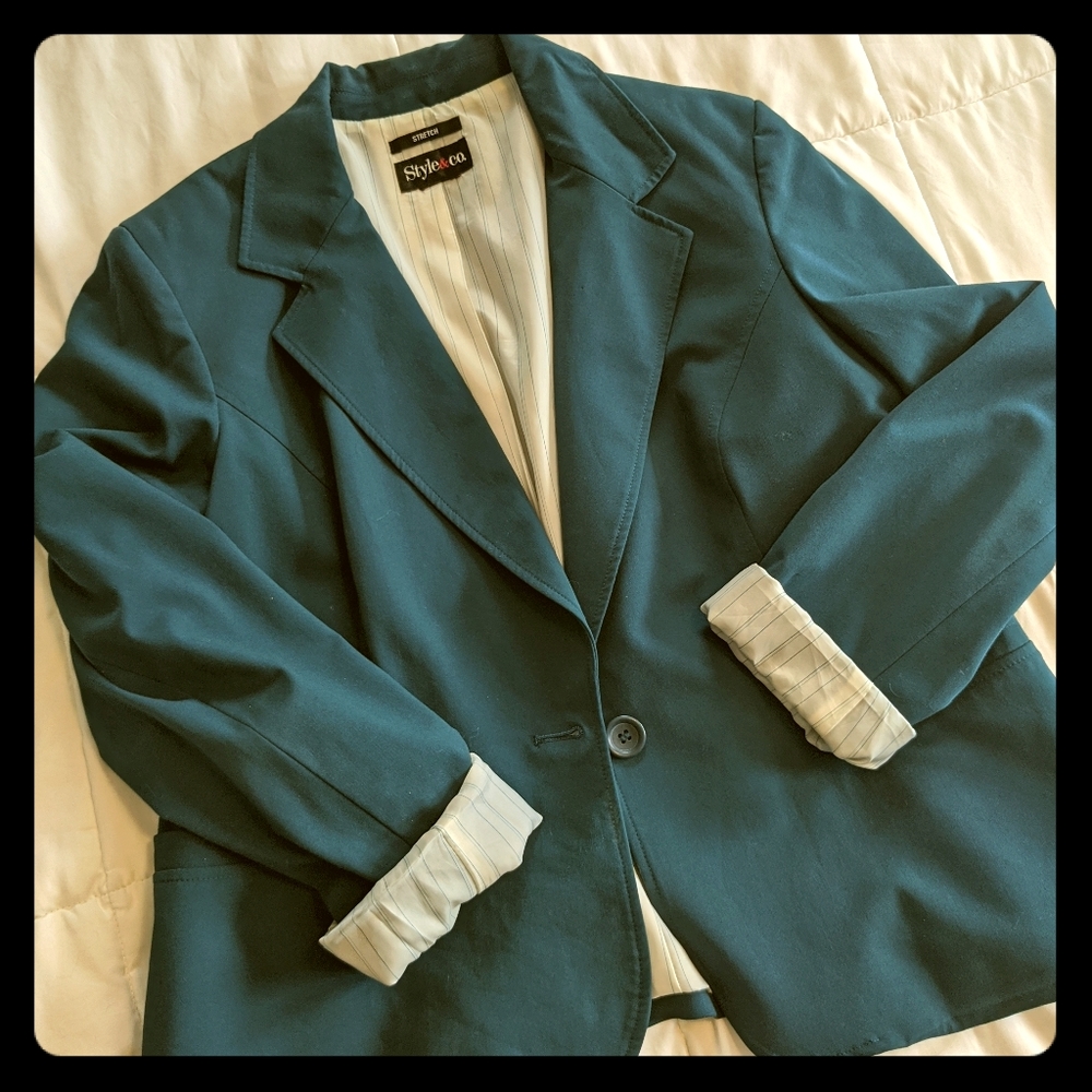 Style & Co. Blue/Green Woman's Blazer Size 14
